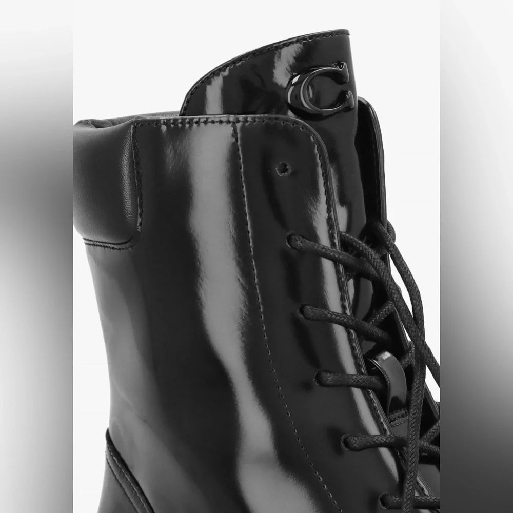 COACH Leighton Black High Shine Leather Ankle Boots size 6.5 NWOT - Picture 13 of 16